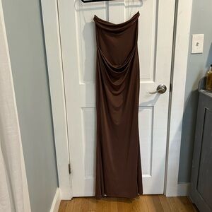 Meshki Strapless Chocolate Brown Dress